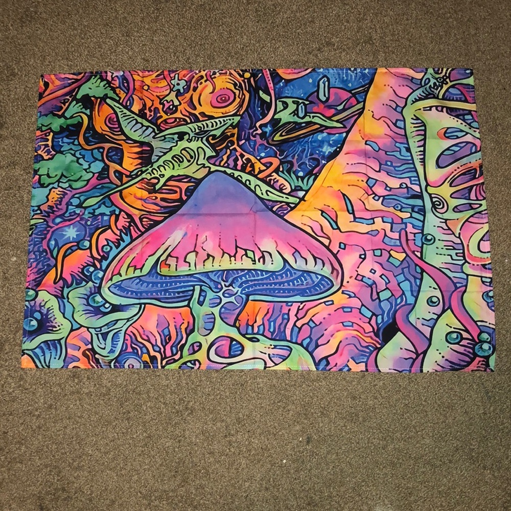 Psychedelic mushroom trippy hippie tapestry NWT